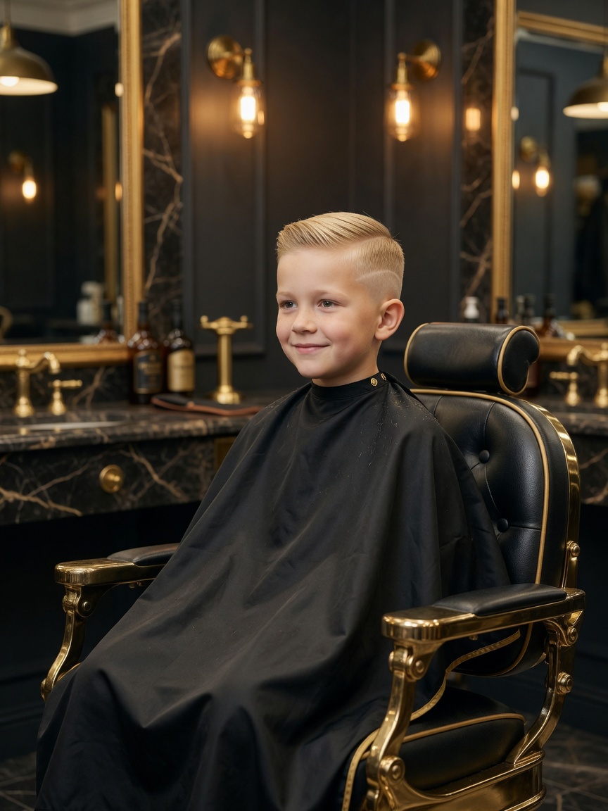 After — blonde kids haircut
