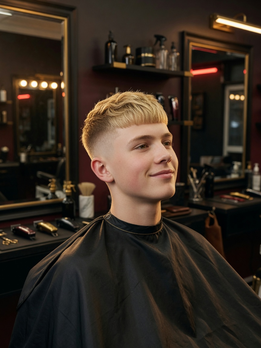 After — blonde teenage fade